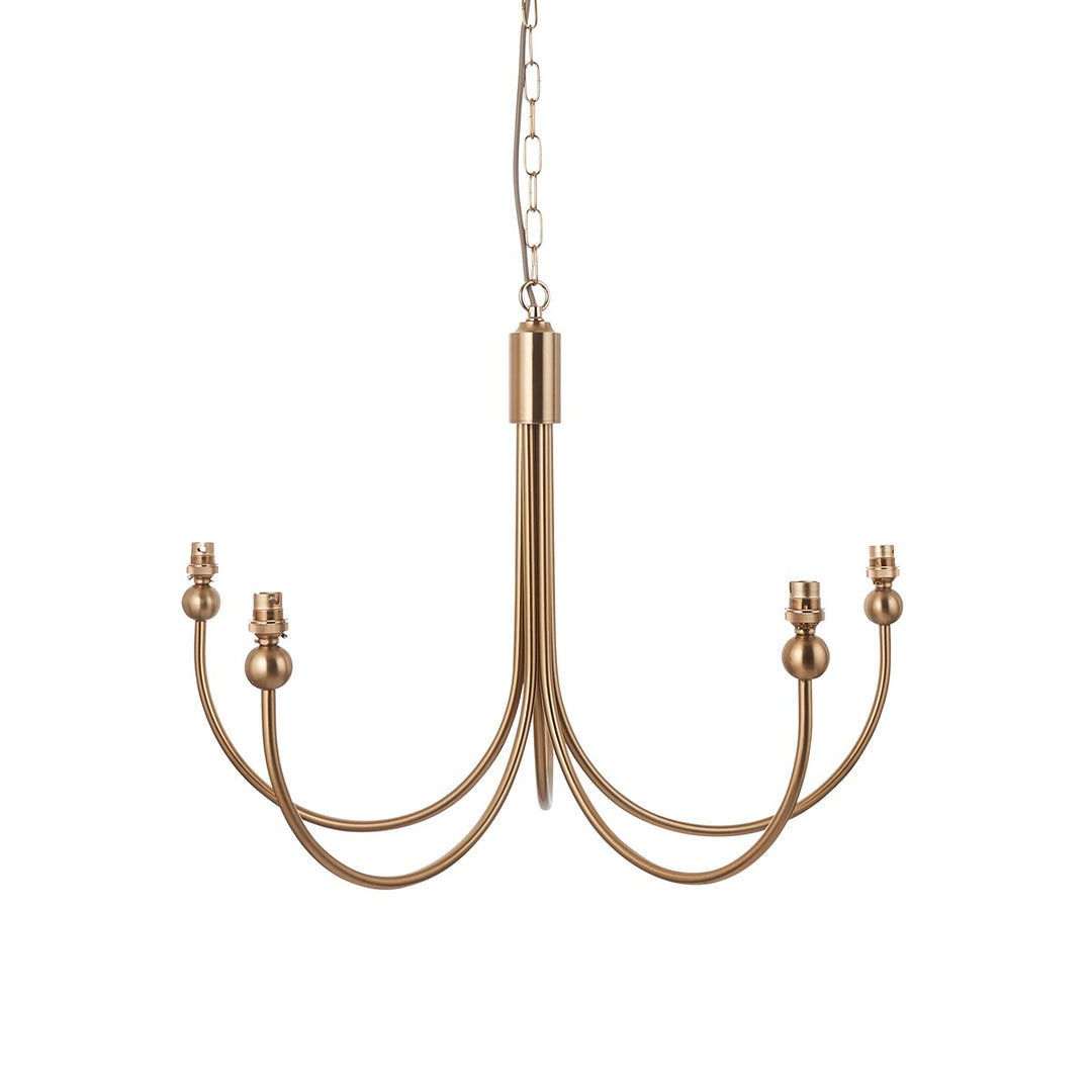 Santia Curved 5 Light Pendant Light - Brushed Aged Brass Endon 1