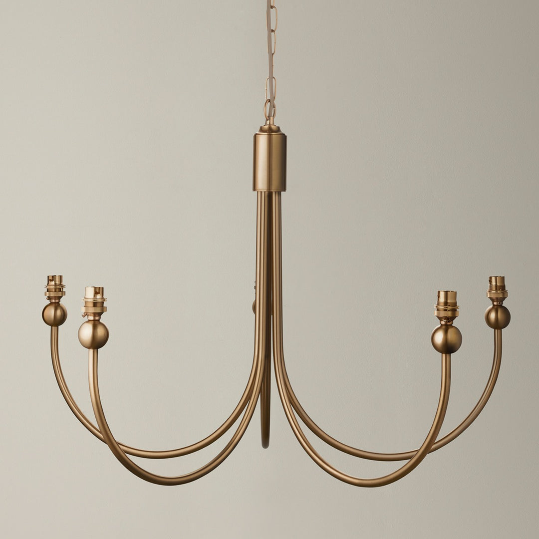 Santia Curved 5 Light Pendant Light - Brushed Aged Brass Endon 3