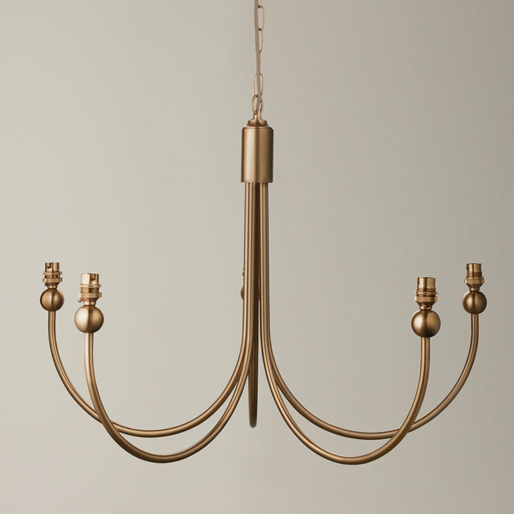 Santia Curved 5 Light Pendant Light - Brushed Aged Brass Endon 3
