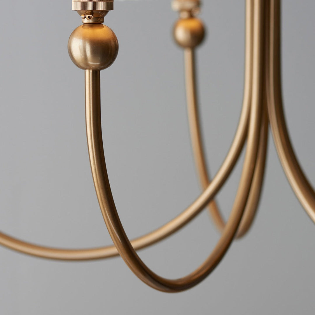 Santia Curved 5 Light Pendant Light - Brushed Aged Brass Endon 4