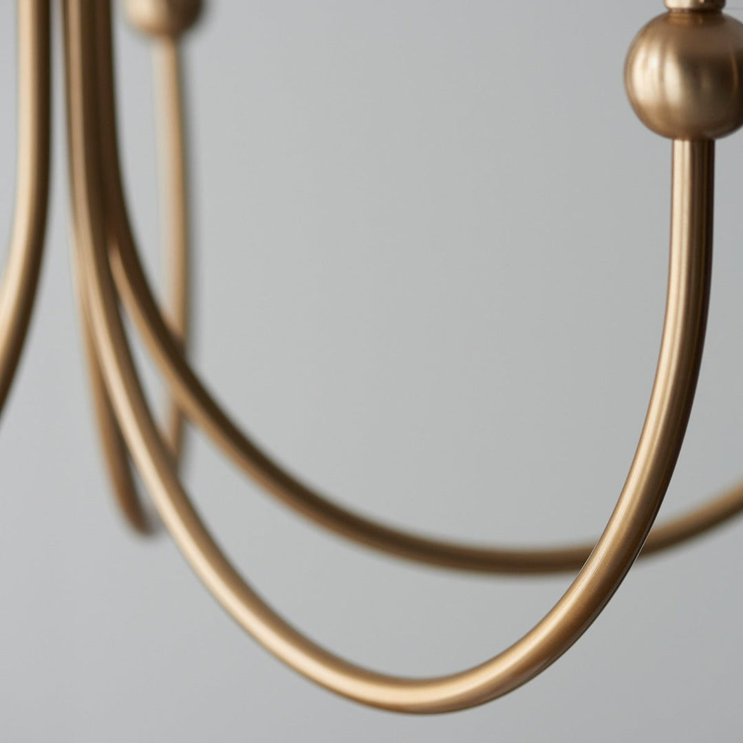 Santia Curved 5 Light Pendant Light - Brushed Aged Brass Endon 5