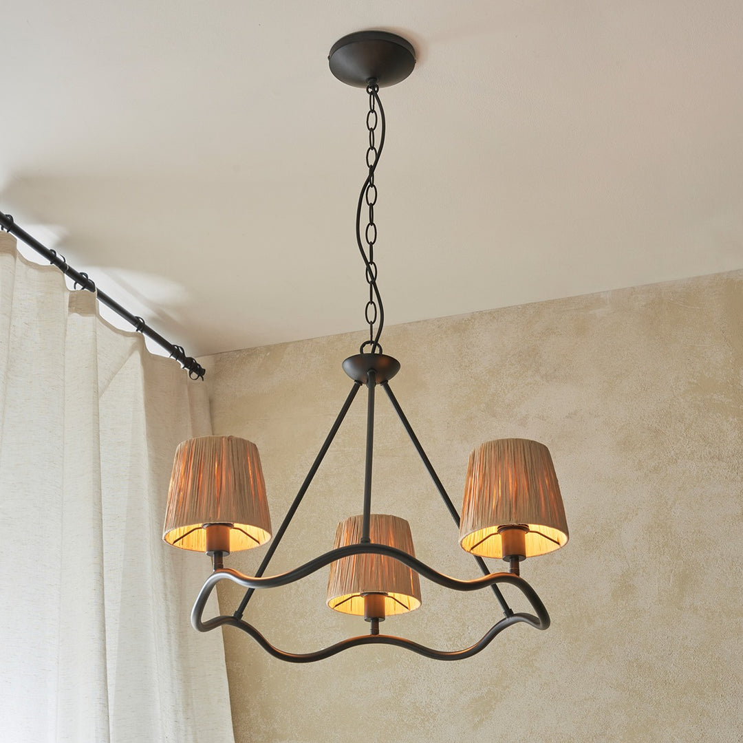 Wave 3 Pendant Light - Matt Black Endon 2