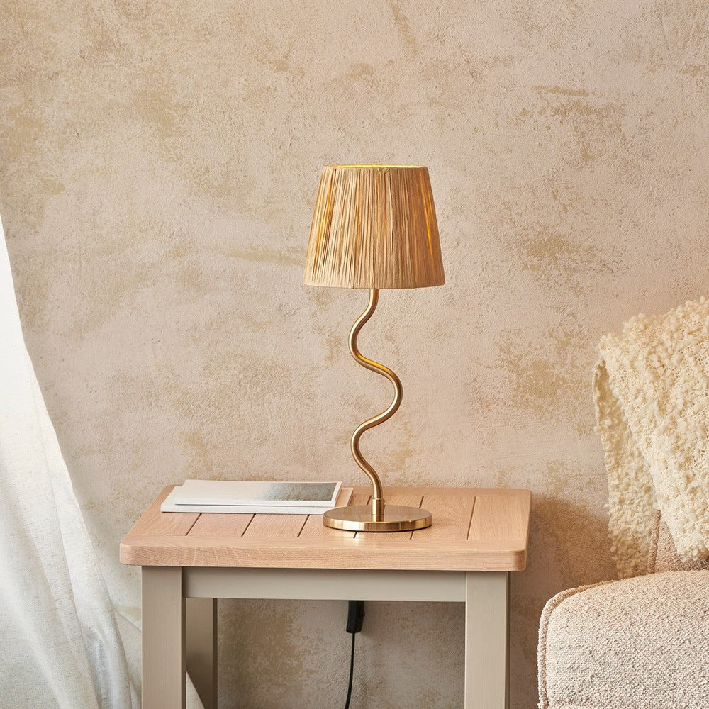 Wave Table Lamp - Brushed Aged Brass Endon 2