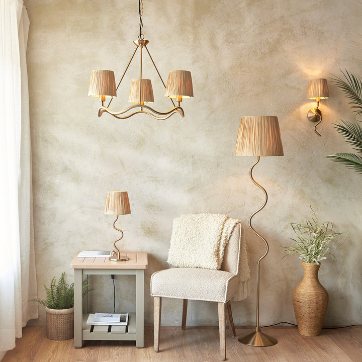 Wave Table Lamp - Brushed Aged Brass Endon 7