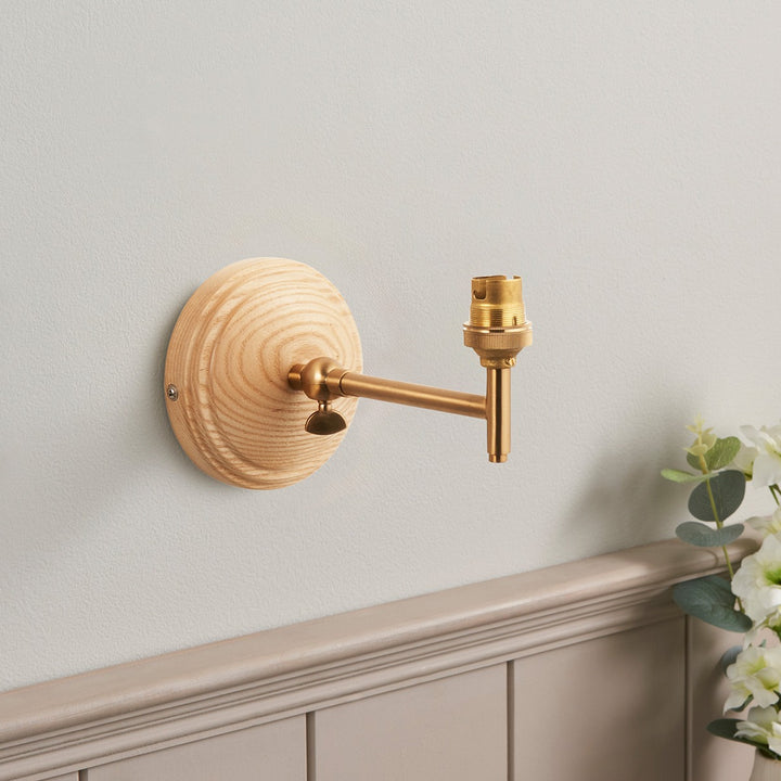 Wood Wing 1 Wall Light - Brushed Aged Brass Endon 2