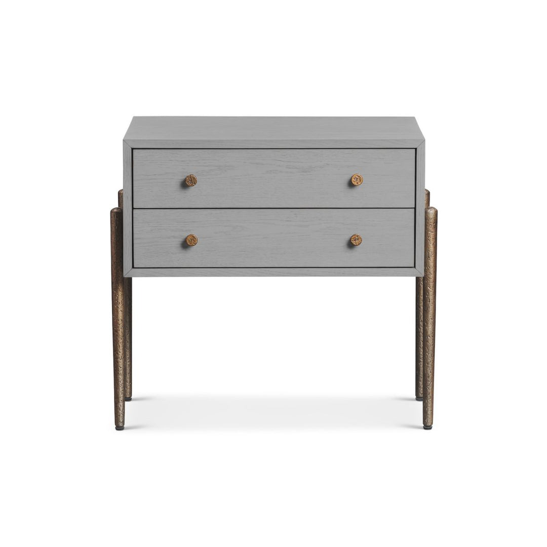 Nella Bedside Table - London Fog & Hammered Dark Bronze