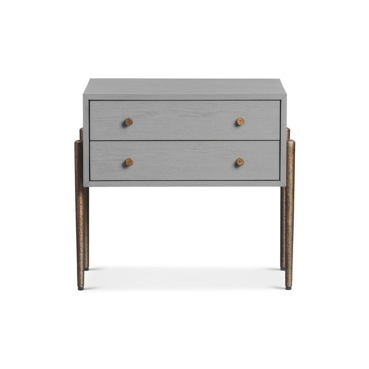 Nella Bedside Table - London Fog & Hammered Dark Bronze