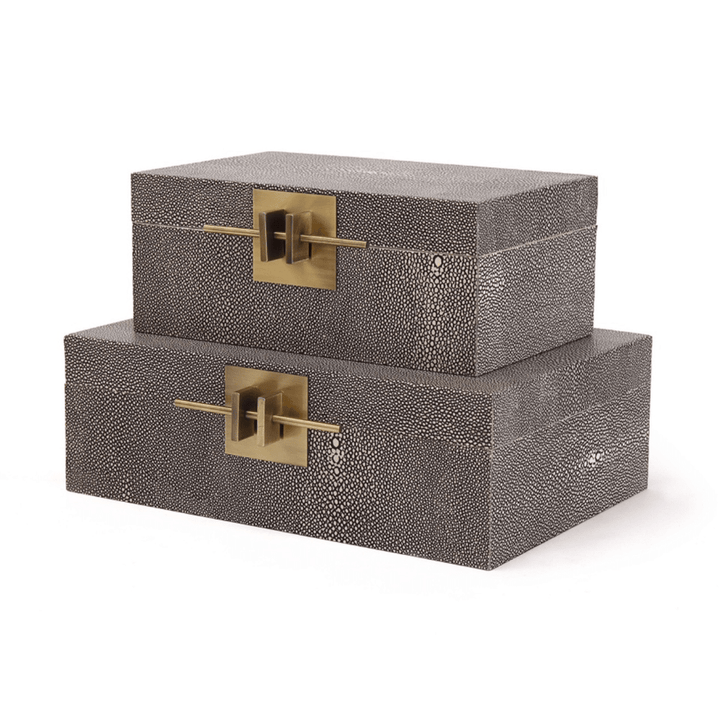 Aurello Set of 2 Leather Boxes - Dark Grey