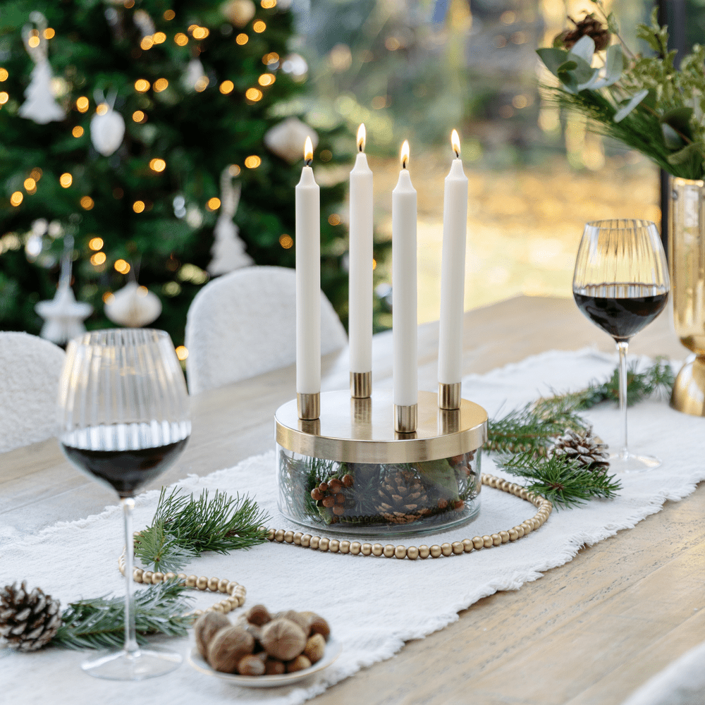 Glass Bowl Metal Candle Holder - Gold Ivyline 1
