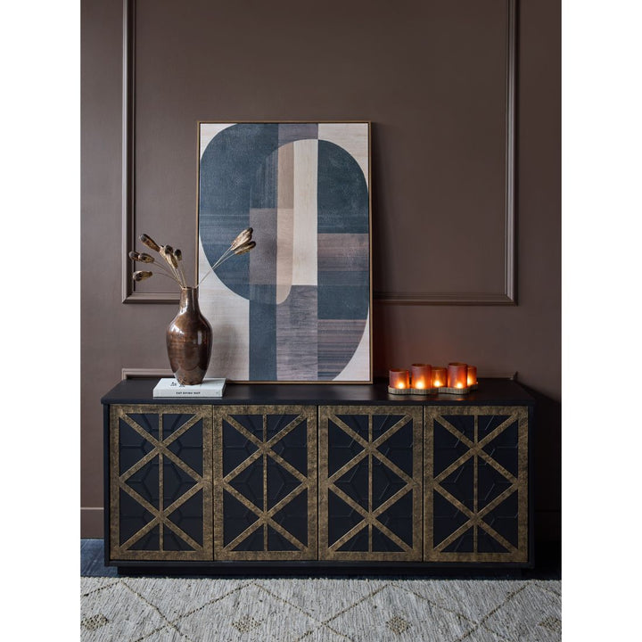 Reeno Fretwork 4 Door Buffet Sideboard