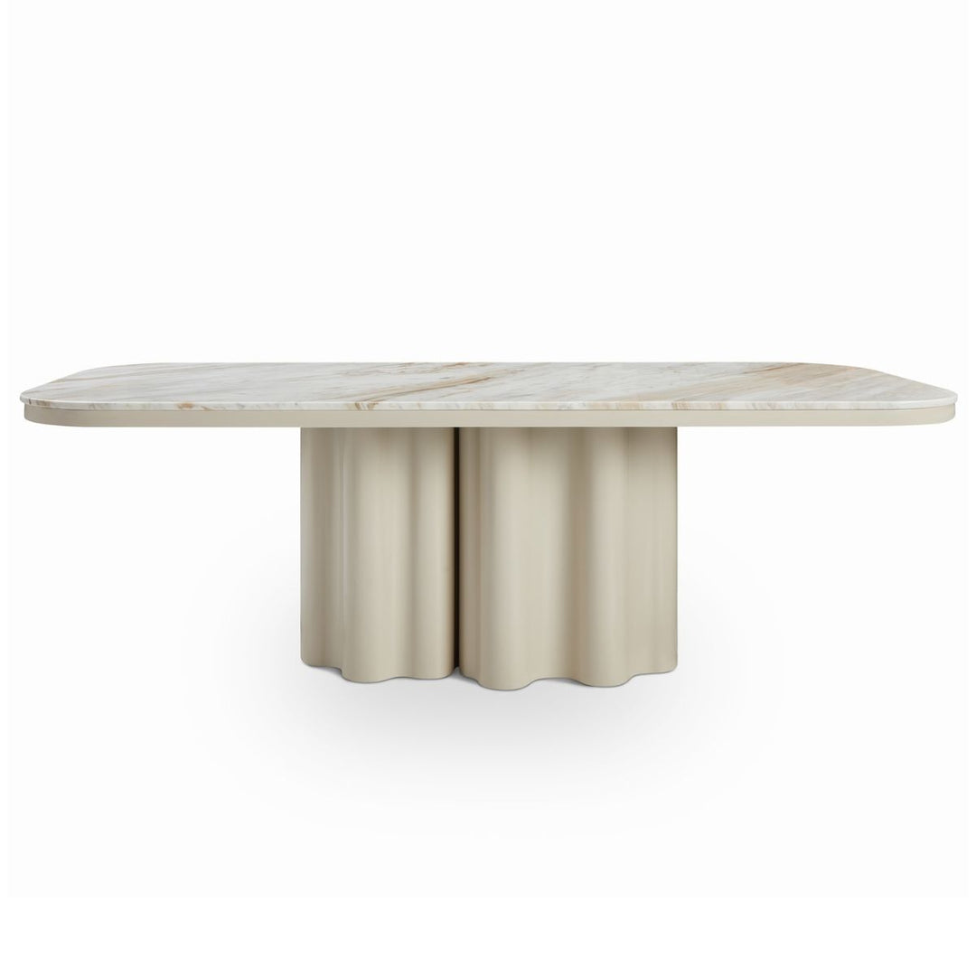 Corinthian Large Natural Marble Dining Table - Gloss Ivory