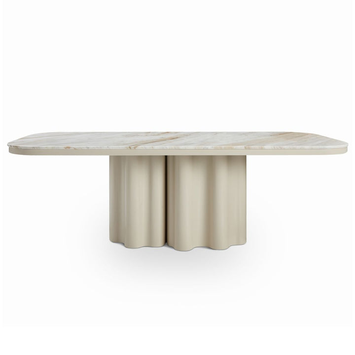 Corinthian Large Natural Marble Dining Table - Gloss Ivory