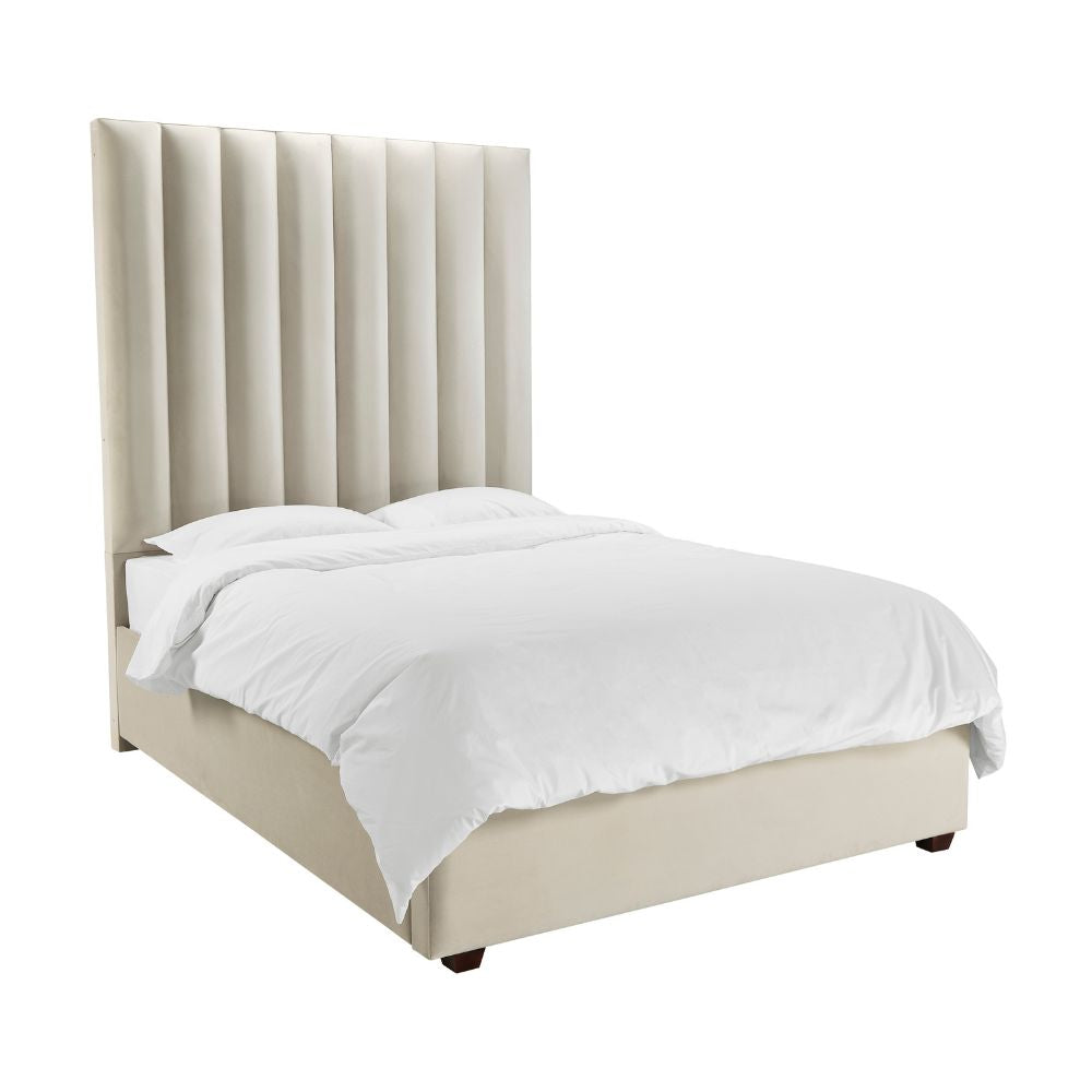 Piper Luxury Panelled Upholstered Bed - Cream