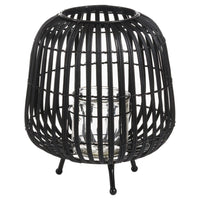 Hill Interiors Rattan Bulbous Lantern in Black