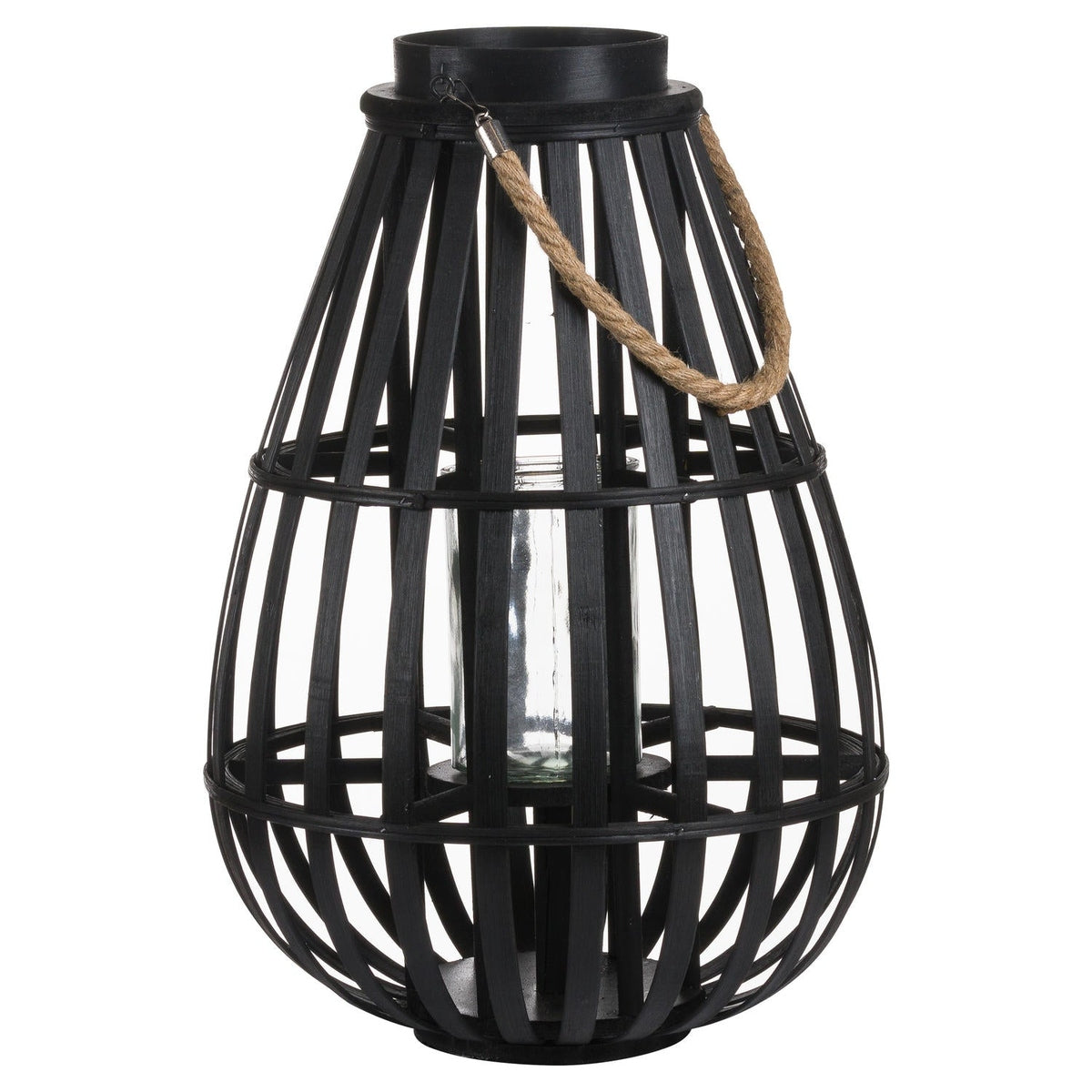 Hill Interiors Floor Standing Domed Wicker Lantern With Rope Detail