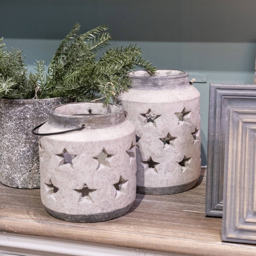 Hill Interiors Bloomville Star Lantern in Stone