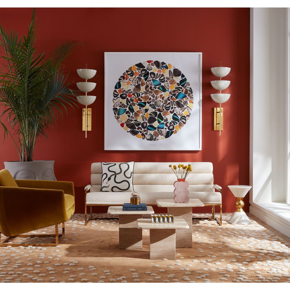 Canaan Round Accent Table - White Marble & Brass Design Maven 2