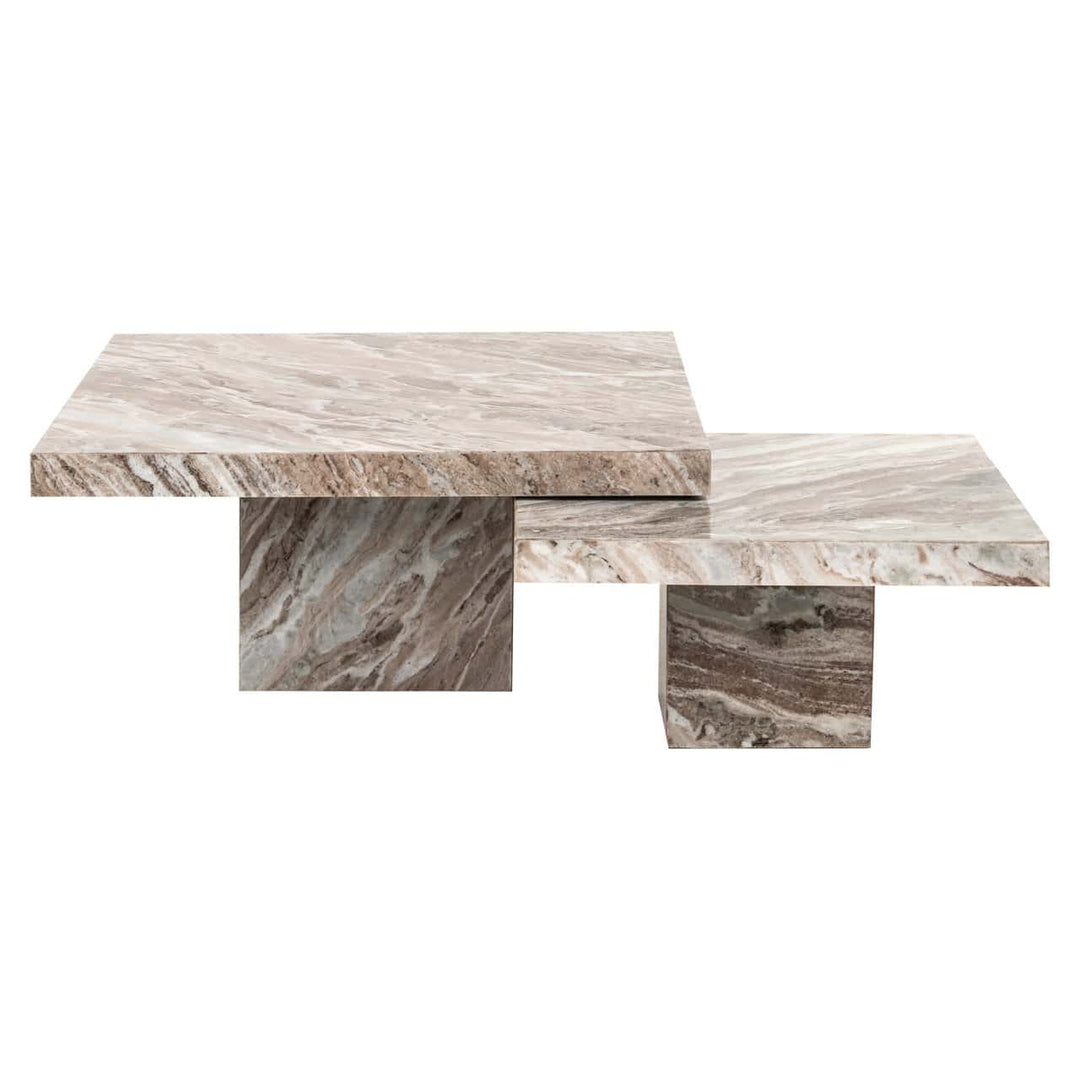 Rashford Set of 2 Marble Coffee Tables - Blush Beige