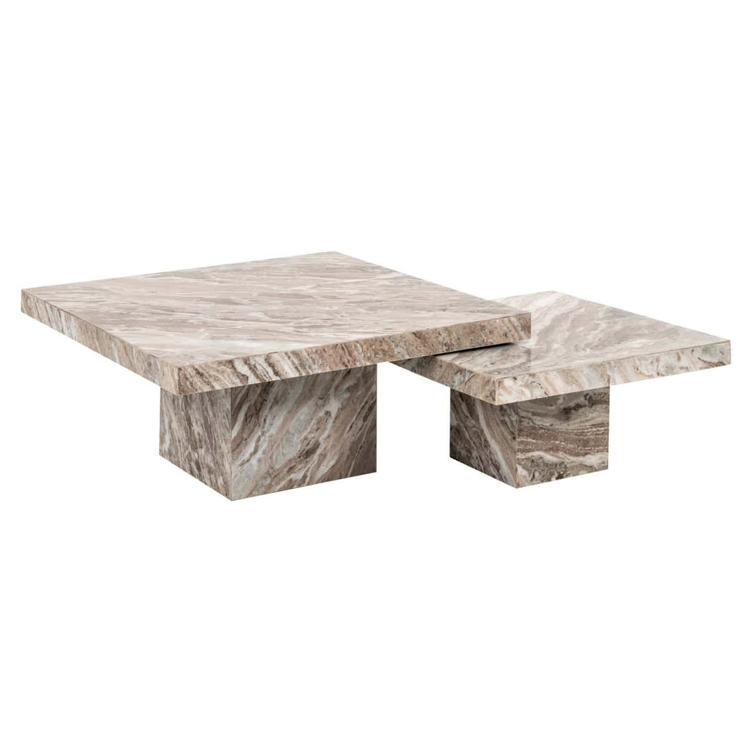 Rashford Set of 2 Marble Coffee Tables - Blush Beige