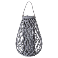 Hill Interiors Wicker Bulbous Lantern in Grey