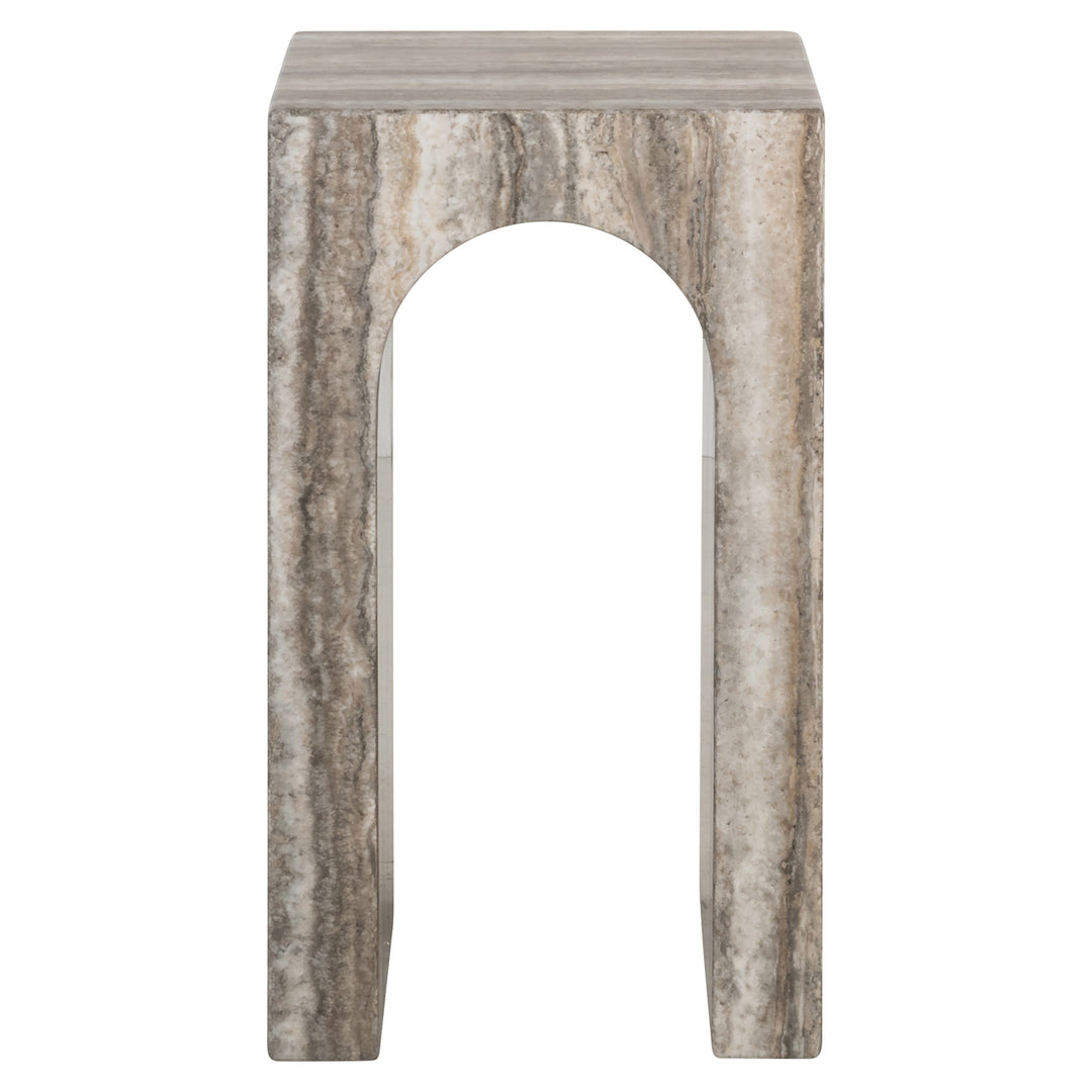 Dulce Faux Travertine Arched End Table - Grey Richmond 1