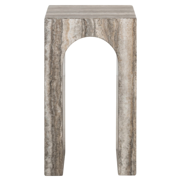 Dulce Faux Travertine Arched End Table - Grey Richmond 1