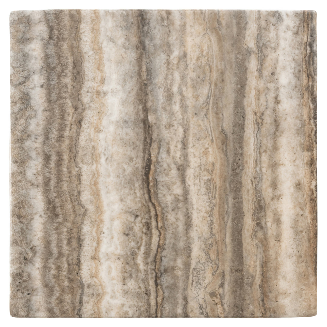 Dulce Faux Travertine Arched End Table - Grey Richmond 4