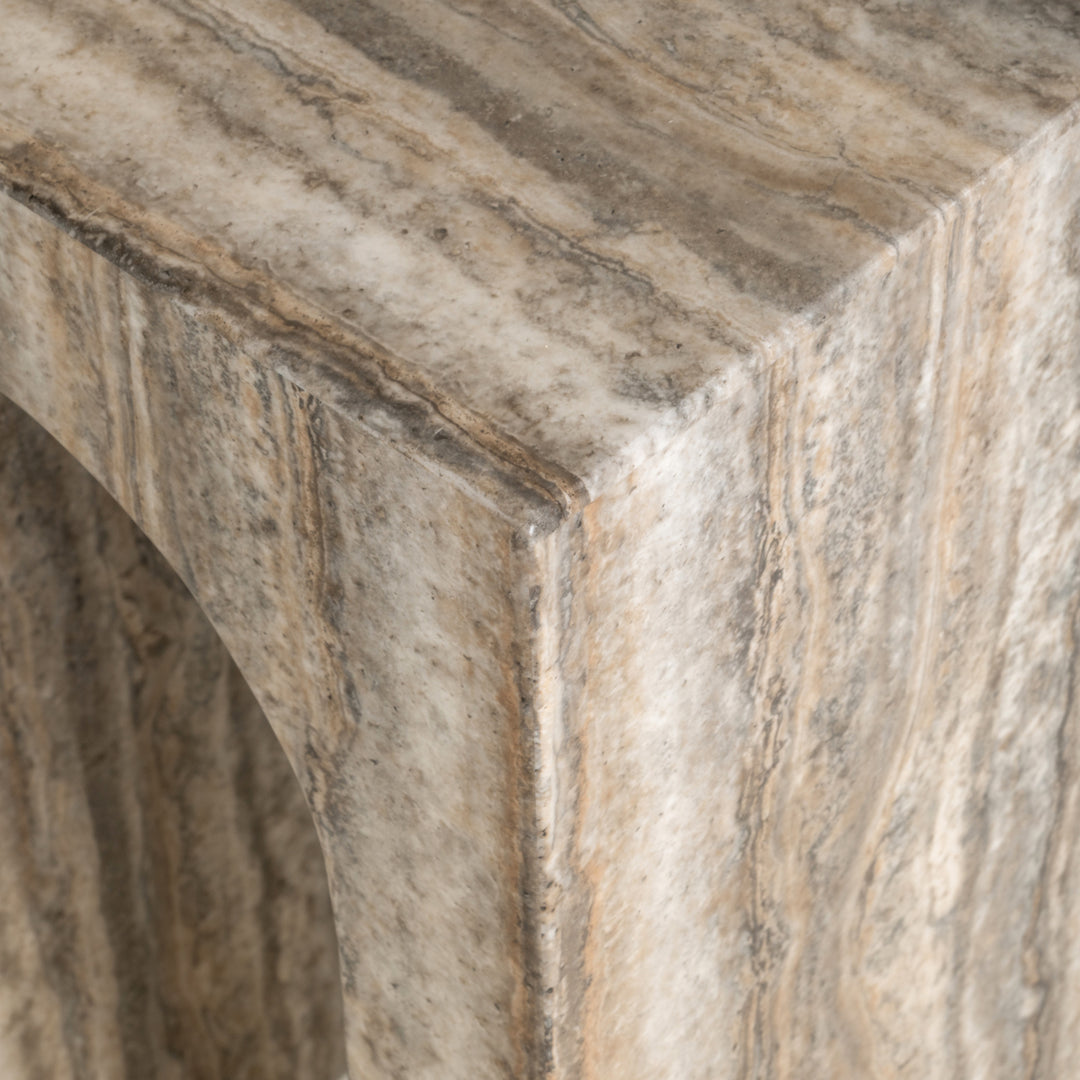 Dulce Faux Travertine Arched End Table - Grey Richmond 3