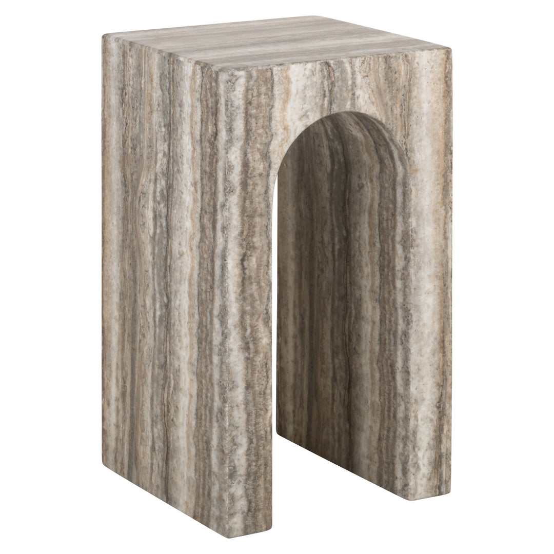 Dulce Faux Travertine Arched End Table - Grey Richmond 2