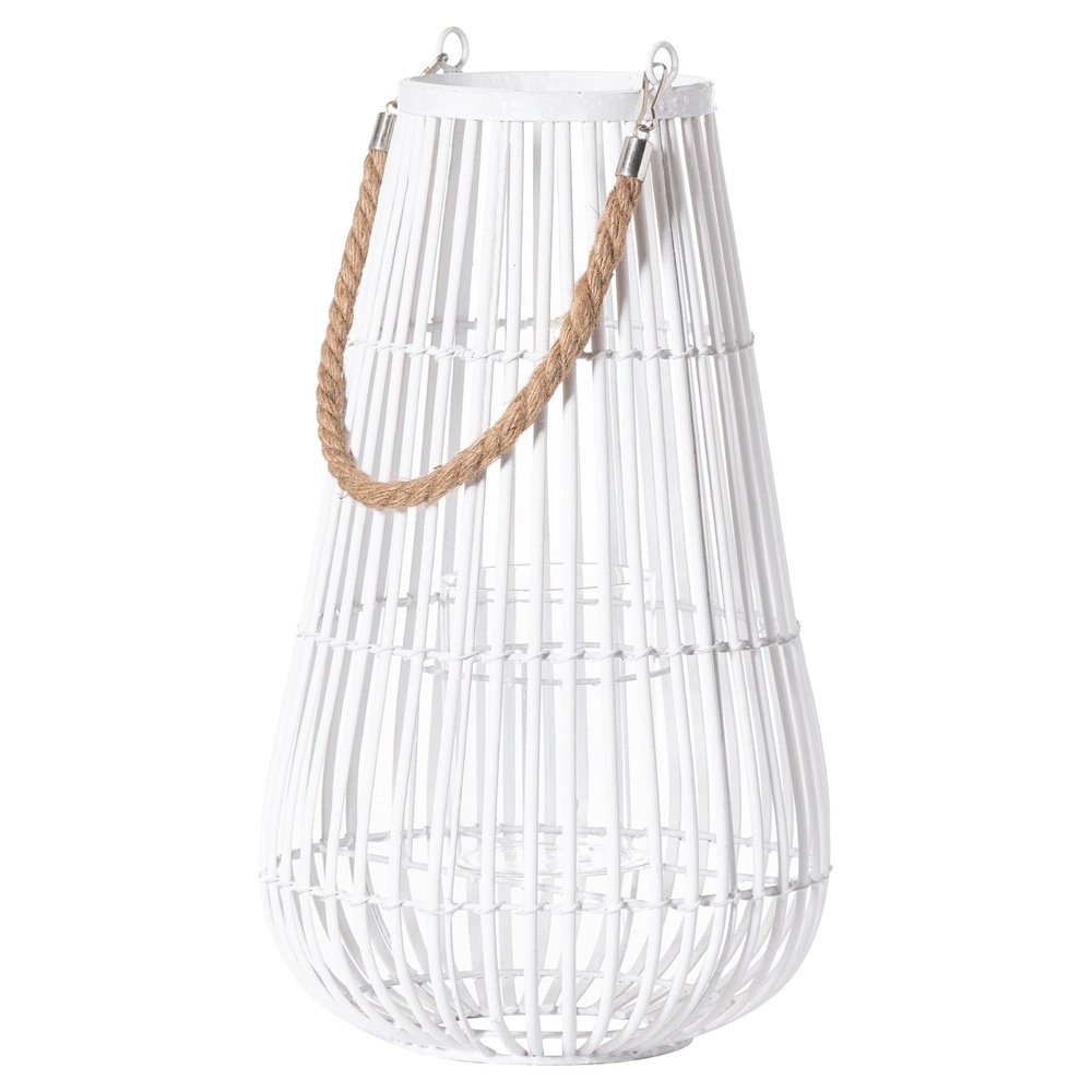 Hill Interiors Domed Lantern With Rope Detail in White