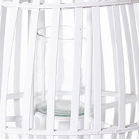 Hill Interiors Floor Standing Domed Wicker Lantern With Rope Detail in White