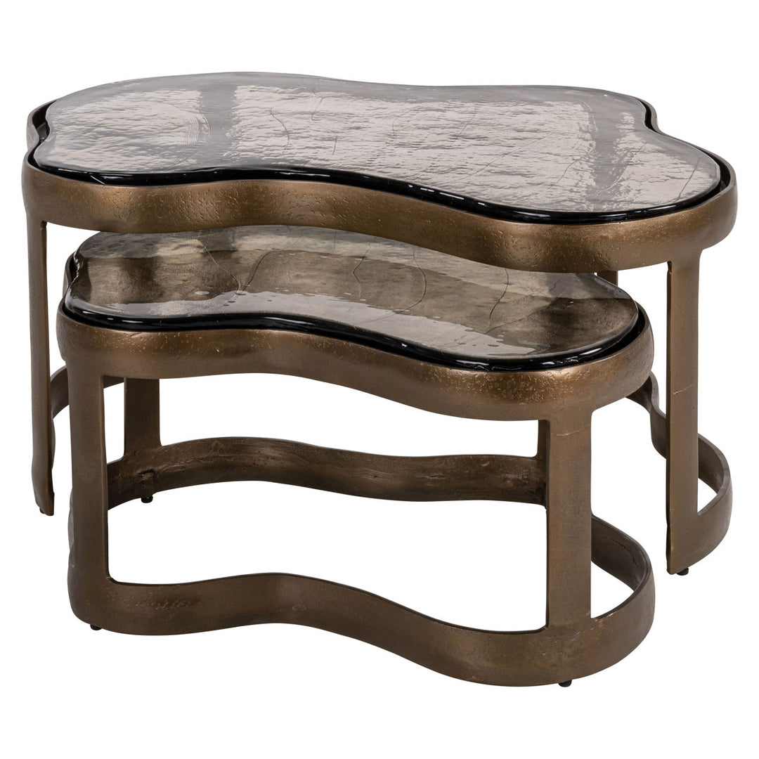 Fairfield Set of 2 Coffee Tables - Antique Brass