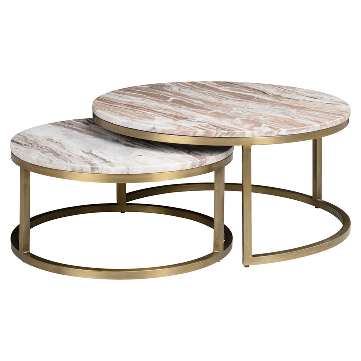 Bottega Set of 2 Marble Coffee Tables - Blush Beige
