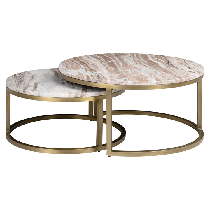 Bottega Set of 2 Marble Coffee Tables - Blush Beige