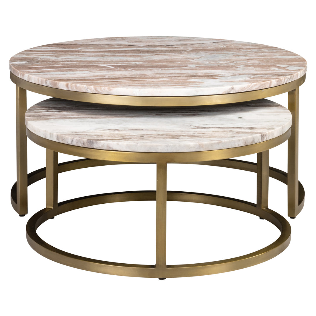 Bottega Set of 2 Marble Coffee Tables - Blush Beige