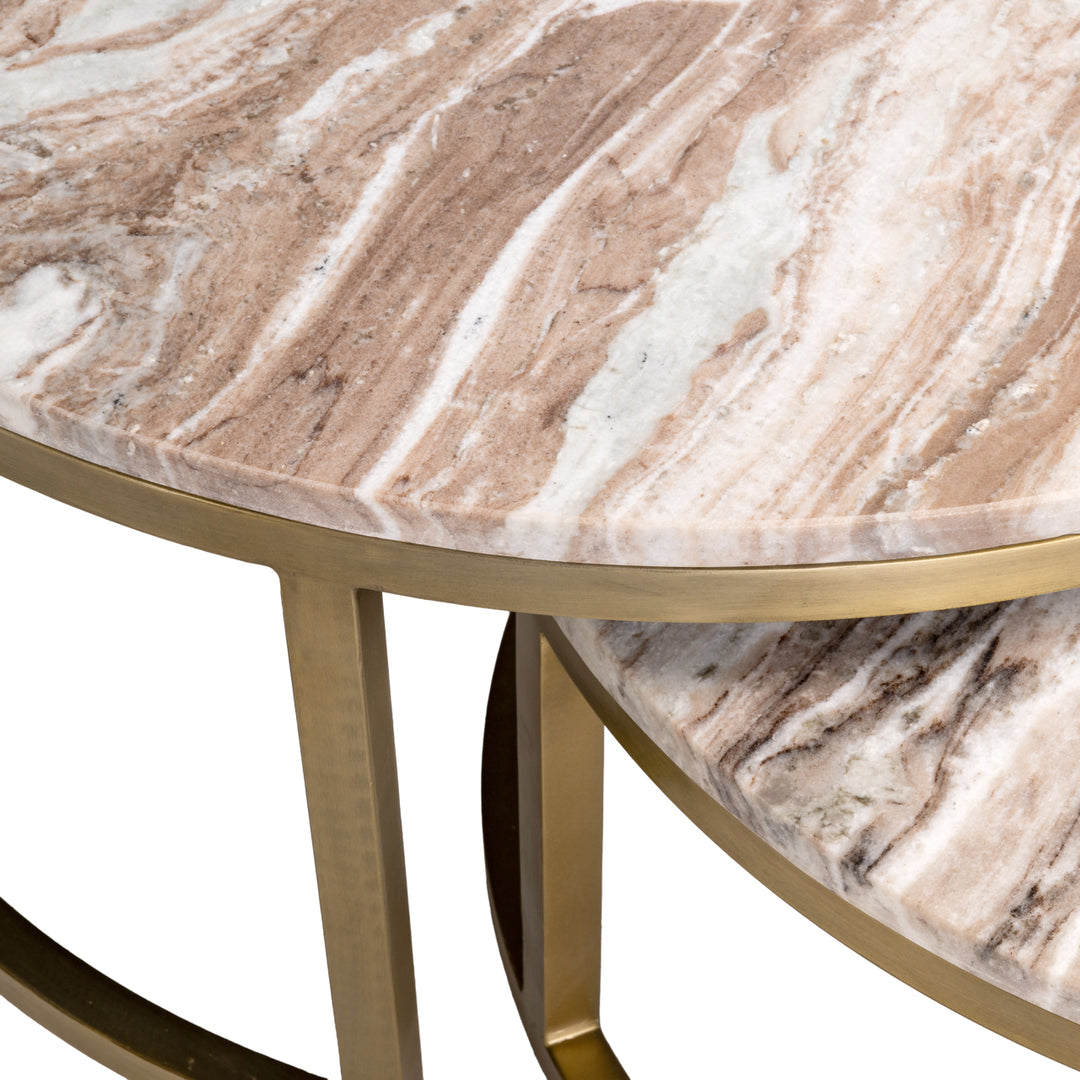 Bottega Set of 2 Marble Coffee Tables - Blush Beige