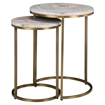 Bottega Set of 2 Marble End Tables - Blush Beige