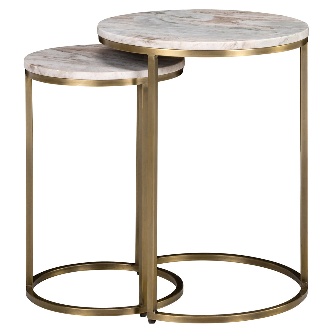 Bottega Set of 2 Marble End Tables - Blush Beige