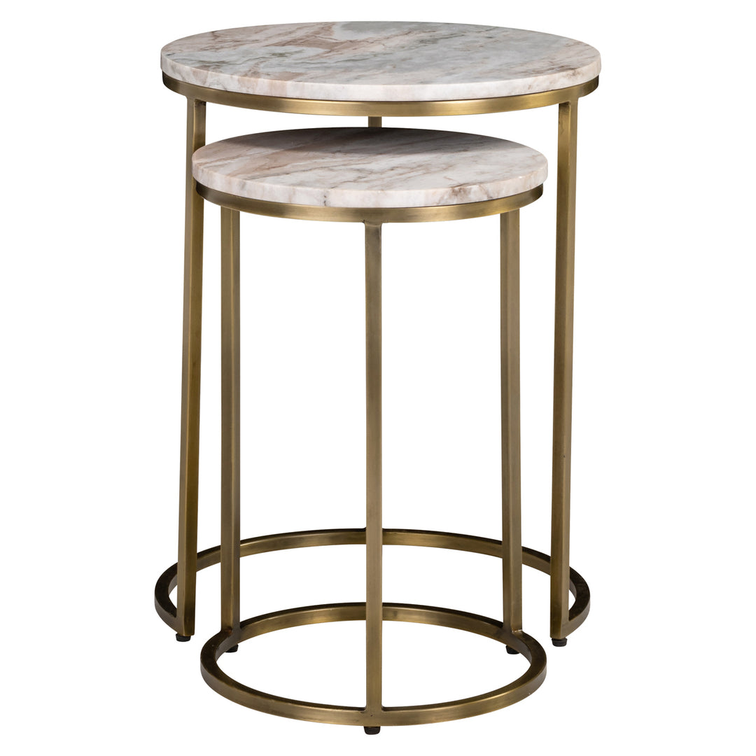 Bottega Set of 2 Marble End Tables - Blush Beige