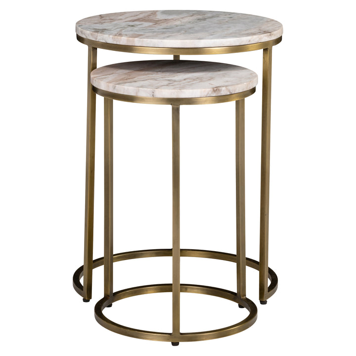Bottega Set of 2 Marble End Tables - Blush Beige