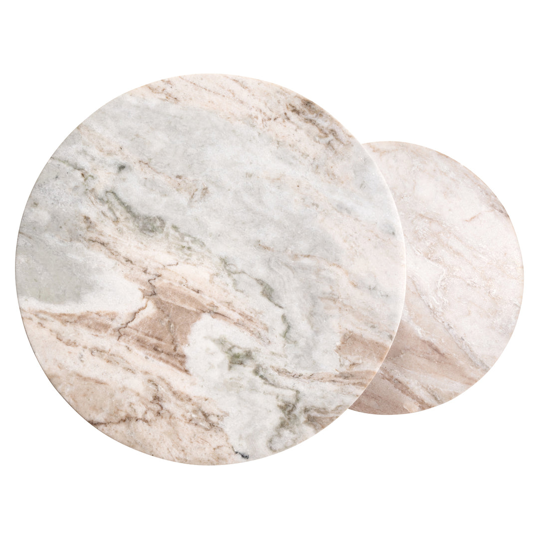 Bottega Set of 2 Marble End Tables - Blush Beige