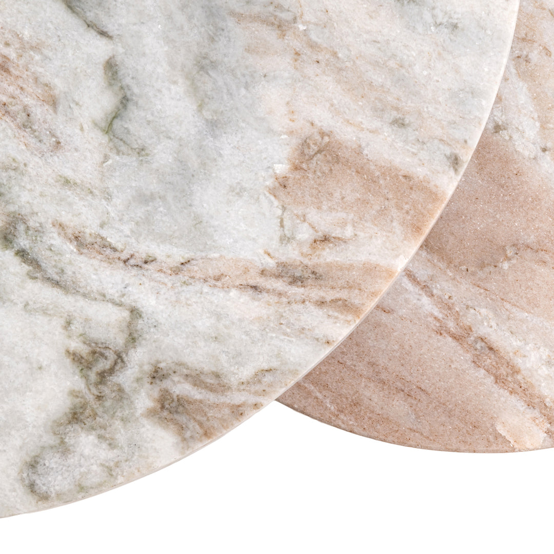 Bottega Set of 2 Marble End Tables - Blush Beige