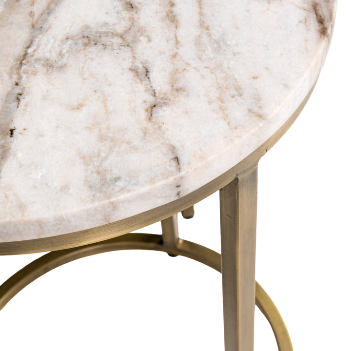 Bottega Set of 2 Marble End Tables - Blush Beige