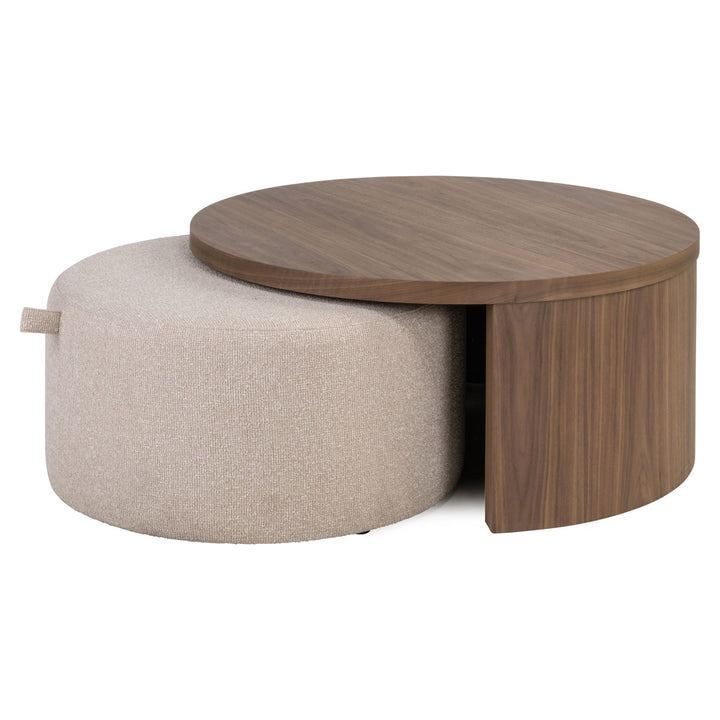 Windsor Pouffe & Coffee Table Set - Walnut