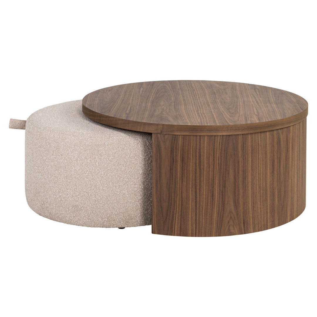 Windsor Pouffe & Coffee Table Set - Walnut