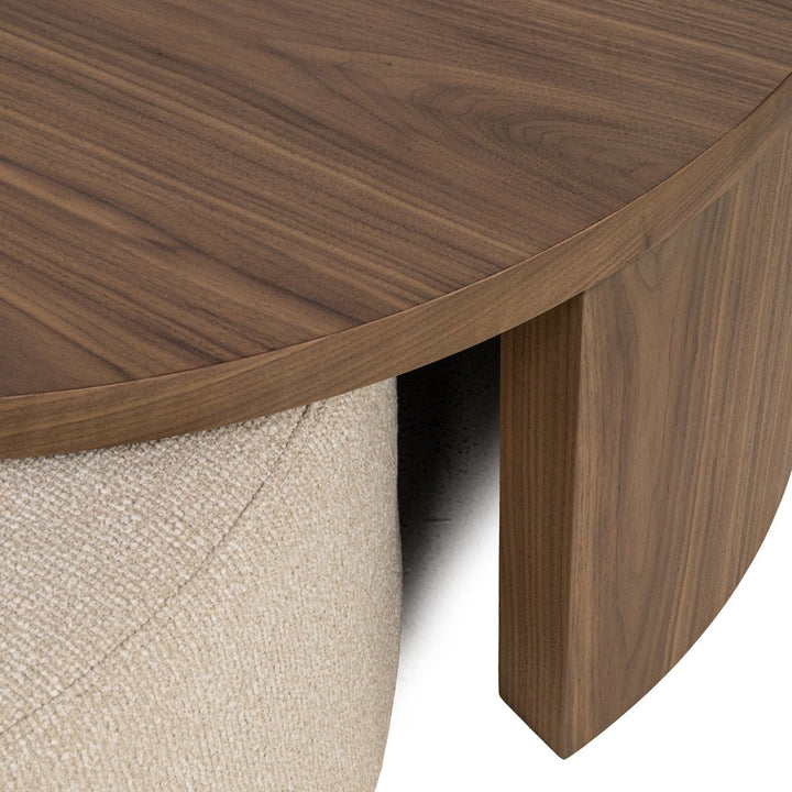 Windsor Pouffe & Coffee Table Set - Walnut