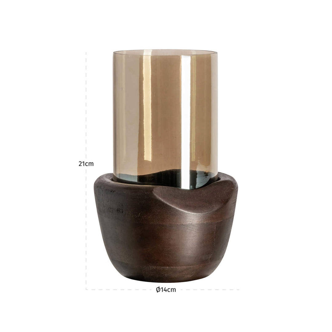 Jade Small Hurricane Light - Walnut