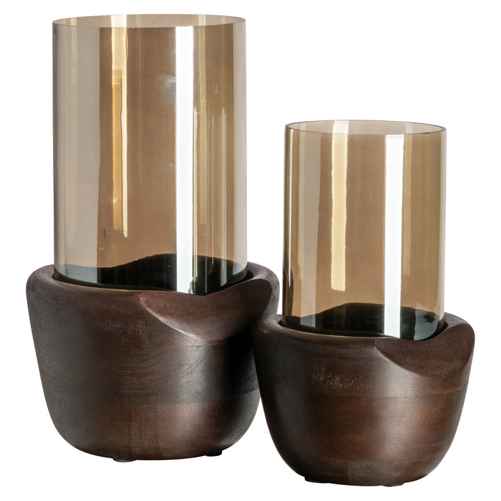 Jade Small Hurricane Light - Walnut