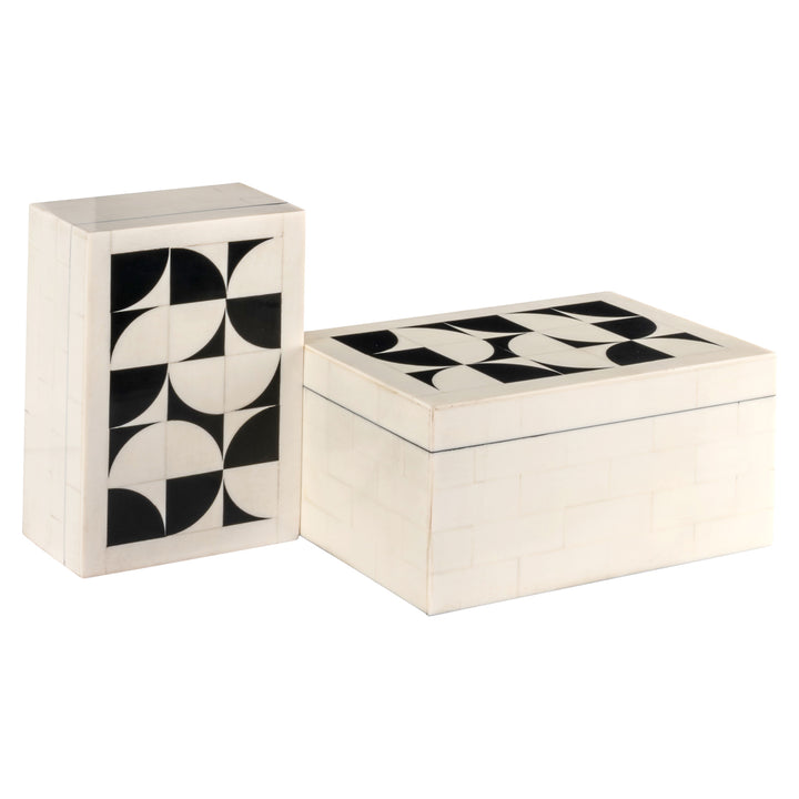 Flake Set of 2 Storage Boxes - White & Black