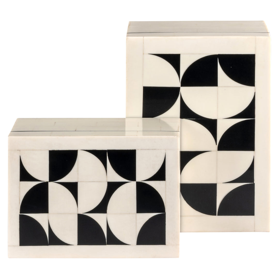 Flake Set of 2 Storage Boxes - White & Black